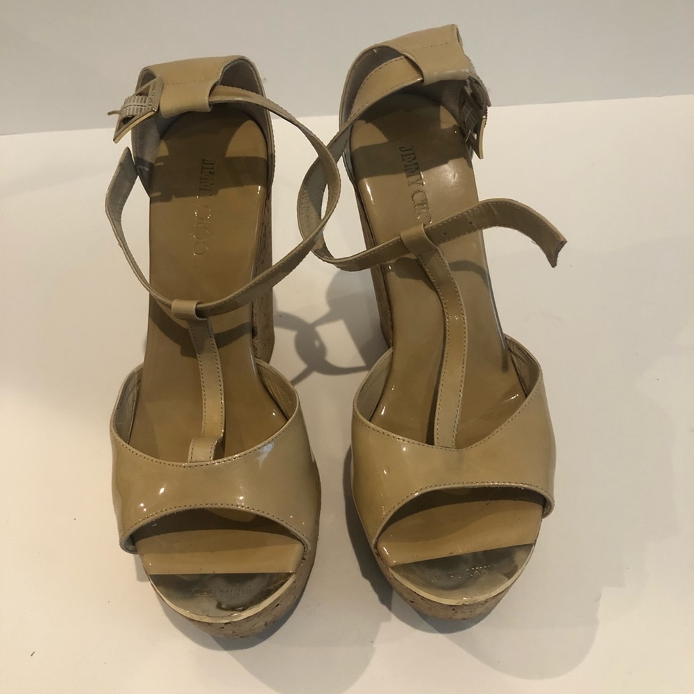 Jimmy Choo Nude Patent Wedge